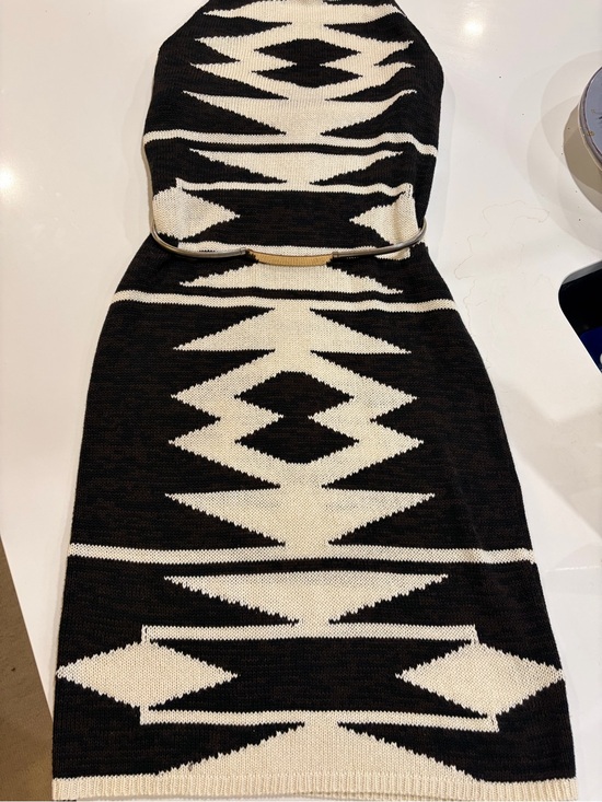 Ralph Lauren Dresses & Skirts - Ralph Lauren Black and Cream Strapless Geometric Knit Dress M